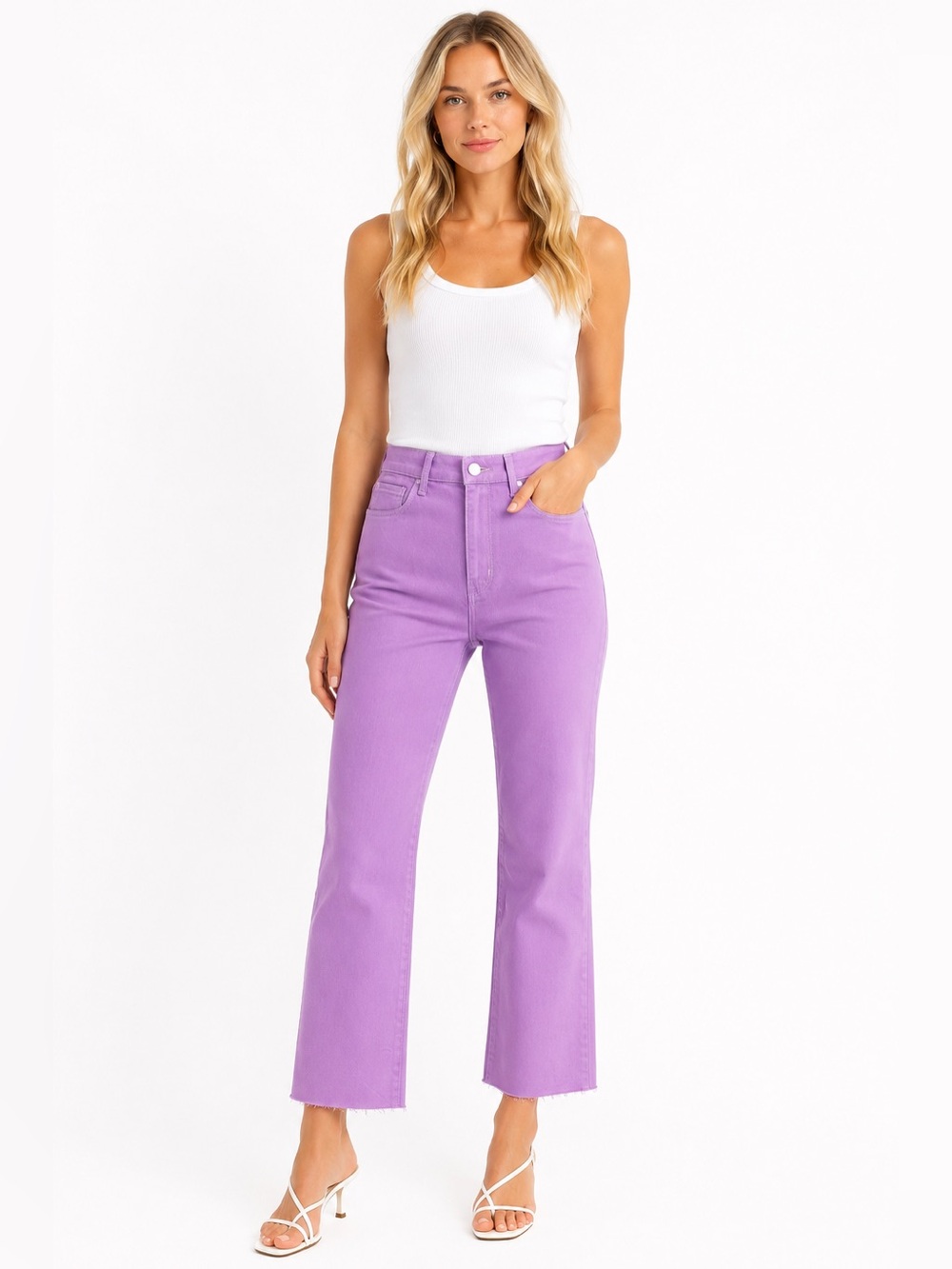 L'AGENCE Size 28 High-Rise Straight Crop Jeans in Lavender